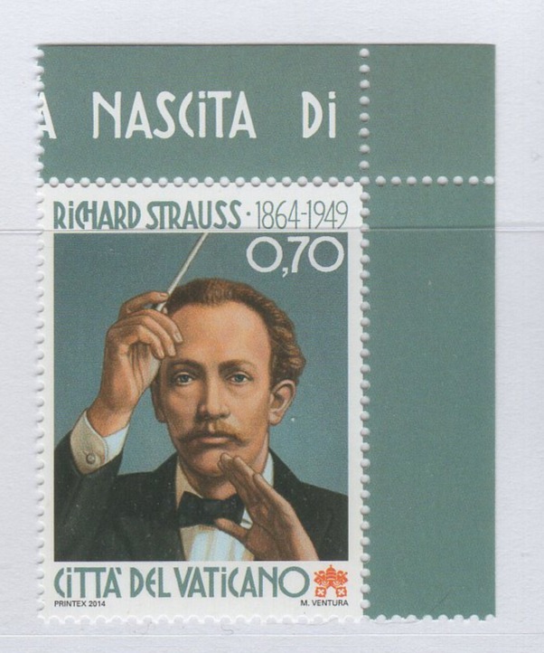 Francobollo Vaticano Anno 2014 150esimo anniversario della nascita di Richard Strauss