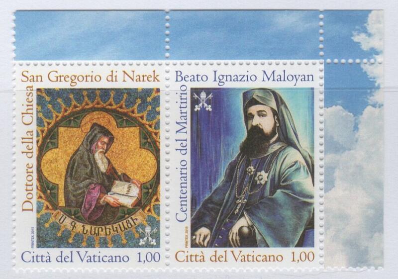 Francobolli Vaticano Anno 2015 Proclamazione di San Gregorio di Narek Dottore della Chiesa e centenario della morte del Beato e Martire Ignazio Maloyan