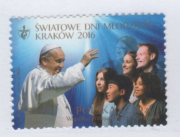 Francobollo Vaticano Anno 2016 31esima giornata mondiale della gioventù Cracovia 26-31 luglio 2016 - Emissione congiunta con la Polonia