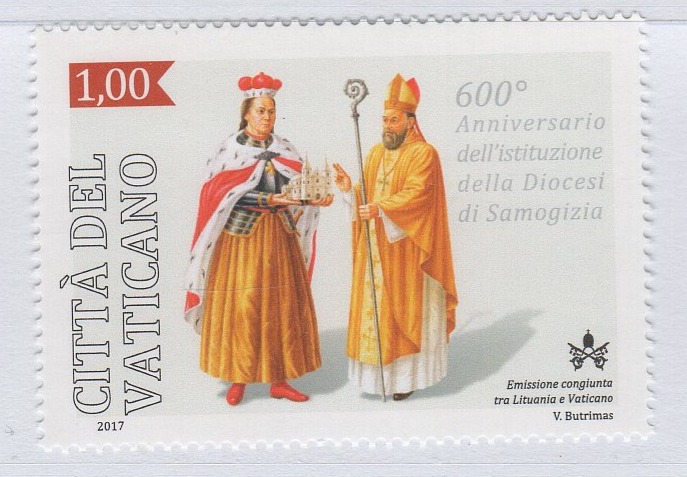 Francobollo Vaticano Anno 2017 Sesto centenario della Diocesi di Samogizia - Emissione congiunta con la Lituania