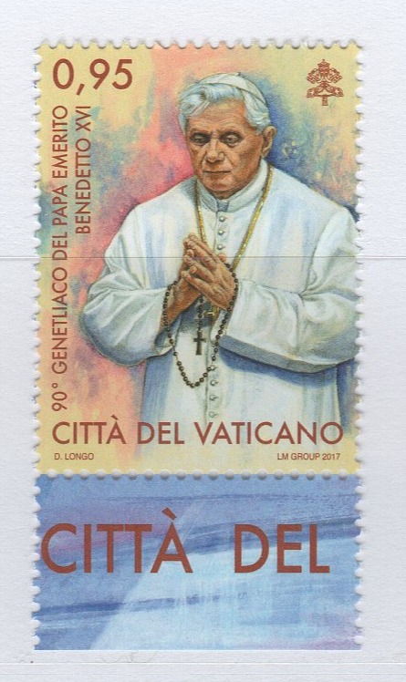 Francobollo Vaticano Anno 2017 90esimo compleanno del Papa Emerito Benedetto XVI
