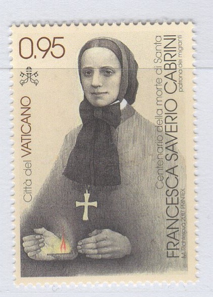 Francobollo Vaticano Anno 2017 Centenario della morte di Santa Francesca Saverio Cabrini