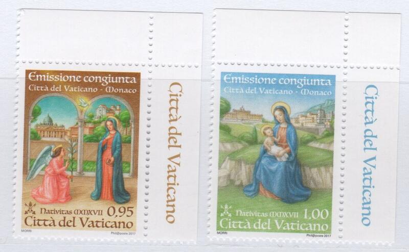 Francobolli Vaticano Anno 2017 Natale - Emissione congiunta con il Principato di Monaco