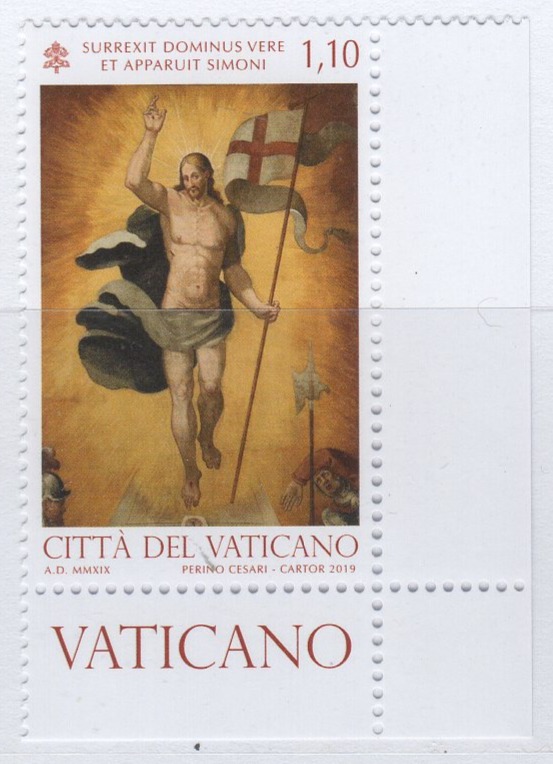 Francobollo Vaticano Anno 2019 Pasqua Cristo Risorto di Perino da Perugia