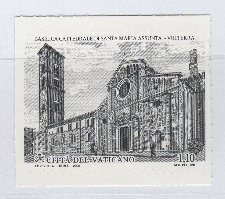 Francobollo Vaticano Anno 2020 Nono centenario della dedicazione a Santa Maria Assunta della Basilica Cattedrale di Volterra - EMISSIONE CONGIUNTA