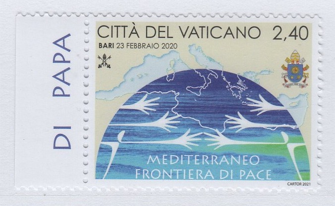 Francobollo Vaticano Anno 2021 I viaggi di Papa Francesco nel 2020 Incontro Mediterraneo Frontiera di pace Bari