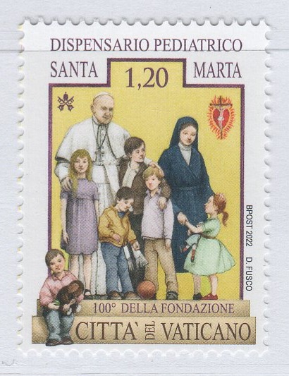 Francobollo Vaticano Anno 2022 Centenario del dispensario pediatrico Santa Marta