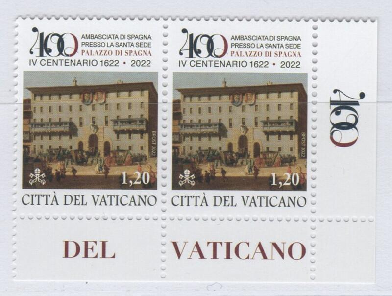 Francobollo Vaticano Anno 2022 Quarto centenario del Palazzo di Spagna come sede dell'Ambasciata di Spagna presso la Santa Sede - Coppia