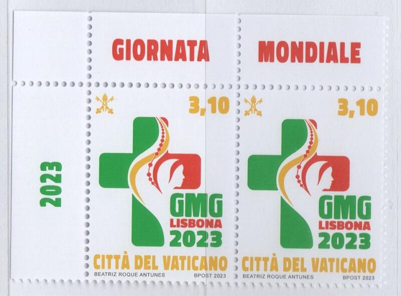 Francobollo Vaticano Anno 2023 XXXVII Giornata mondiale della Gioventù Lisbona - Coppia