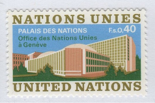 Francobollo Nazioni Unite - ONU Ufficio di Ginevra Anno 1972 Palazzo delle Nazioni Unite a Ginevra