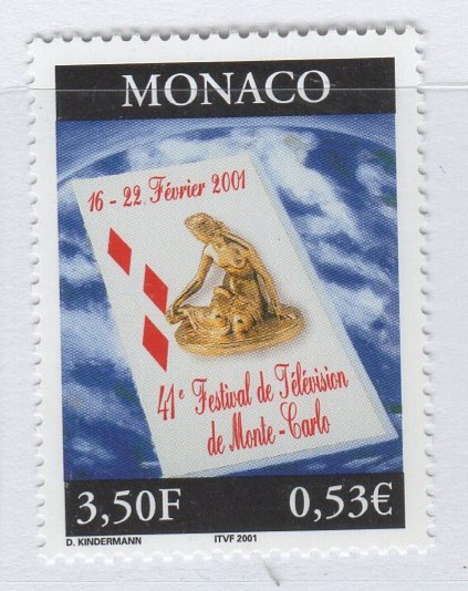 Francobollo Monaco Anno 2001 41esimo festival della Televisione di Montecarlo