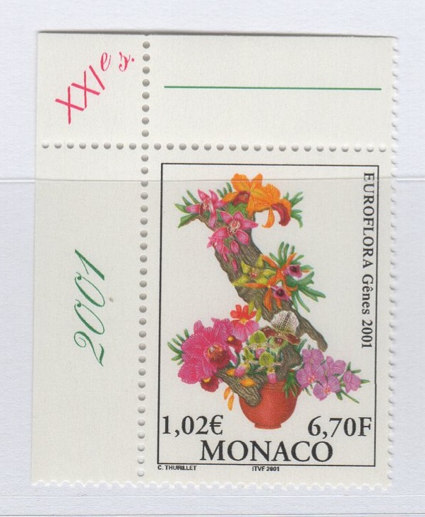 Francobollo Monaco Anno 2001 Euroflora 2001 Esposizione floreale a Genova