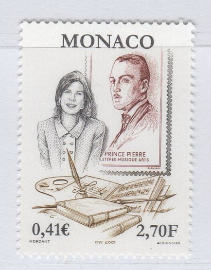 Francobollo Monaco Anno 2001 Cinquantenario del premio letterario Ranieri III