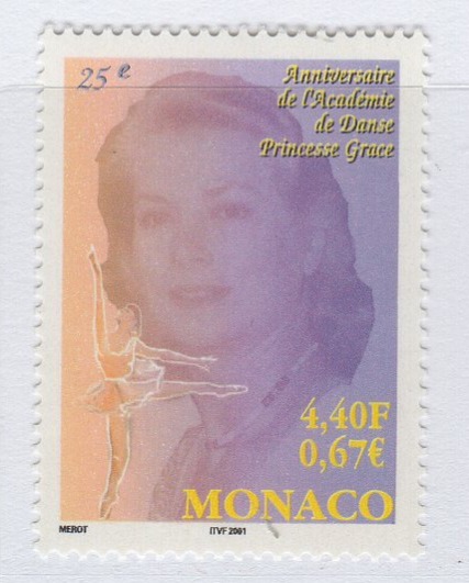 Francobollo Monaco Anno 2001 25esimo anniversario dell'Accademia di Danza Principessa Grace
