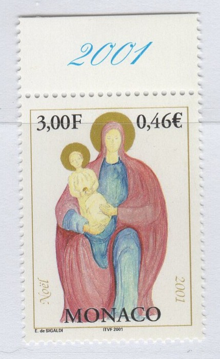 Francobollo Monaco Anno 2001 Natale