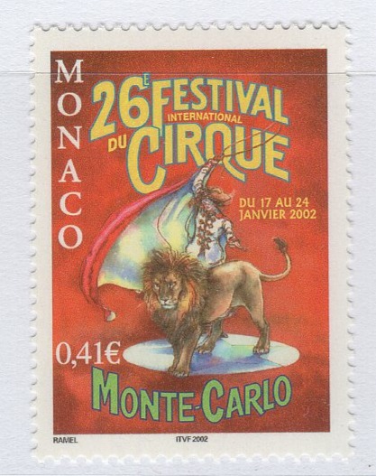 Francobollo Monaco Anno 2002 26esimo festival internazionale del circo