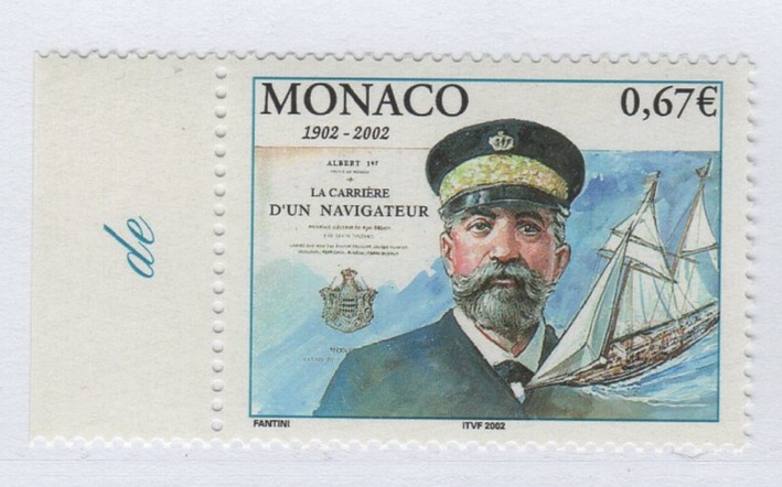 Francobollo Monaco Anno 2002 Centenario della pubblicazione de La camera di un navigatore del Principe Alberto I