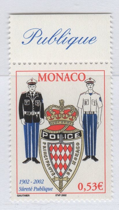 Francobollo Monaco Anno 2002 Centenario della Polizia monegasca