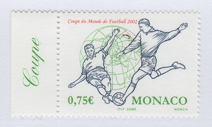 Francobollo Monaco Anno 2002 Campionato mondiale di calcio in Giappone e Corea del Sud