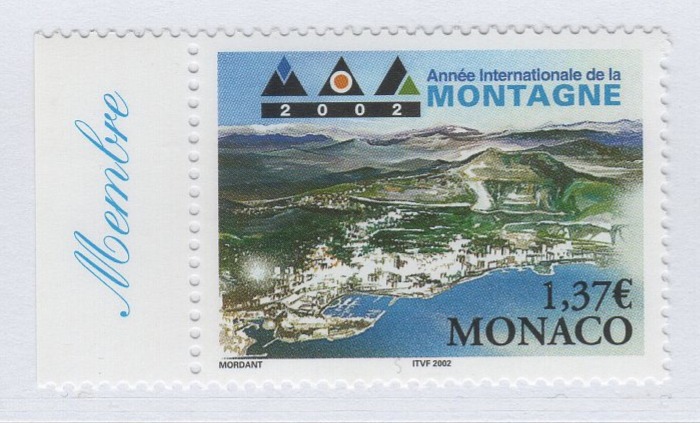 Francobollo Monaco Anno 2002 Giornata internazionale della montagna