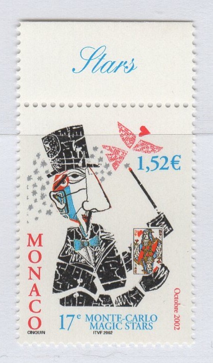 Francobollo Monaco Anno 2002 Magic Stars 2002 Festival della magia Montecarlo