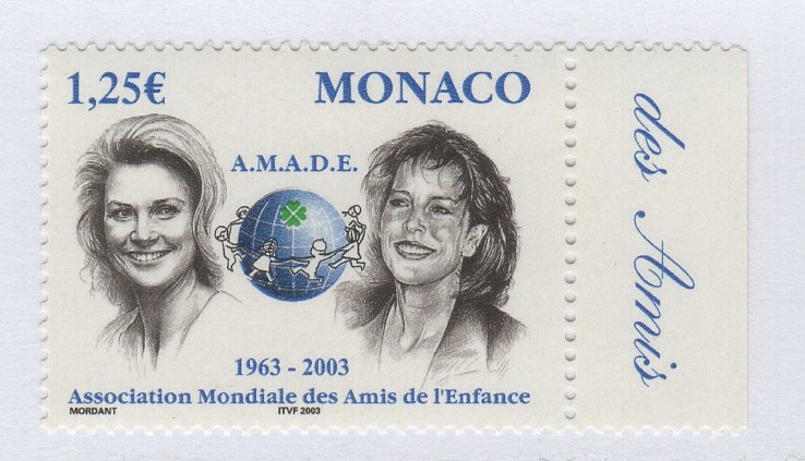 Francobollo Monaco Anno 2002 40esimo anniversario dell'Organizzazione Internazionale di soccorso per i bambini AMADE