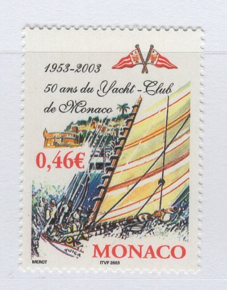 Francobollo Monaco Anno 2003 Cinquantenario dello Yacht Club di Monaco