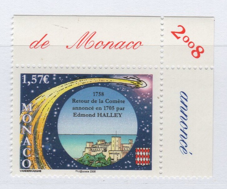 Francobollo Monaco Anno 2008 250esimo anniversario della scoperta della cometa di Halley