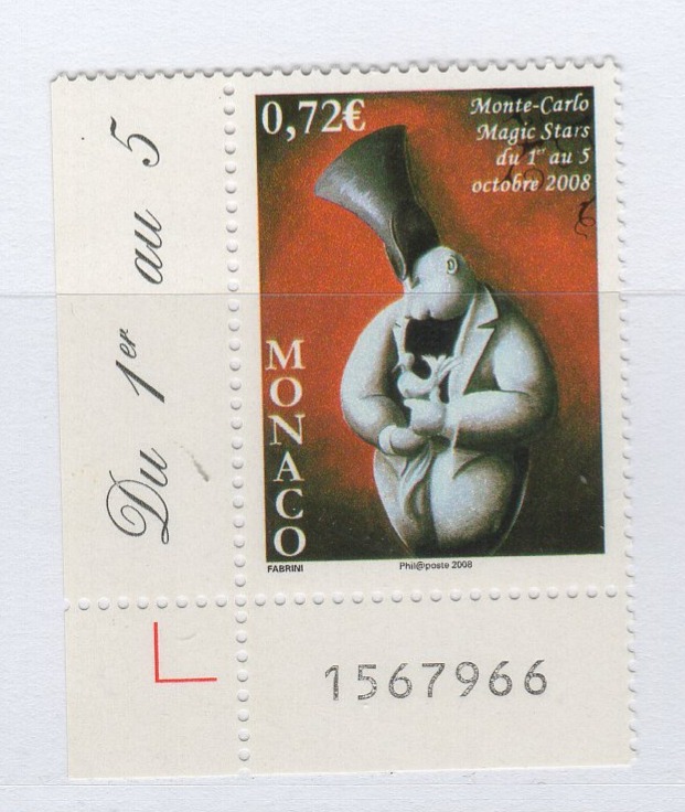 Francobollo Monaco Anno 2008 Magic Stars 2008 Festival della magia Montecarlo