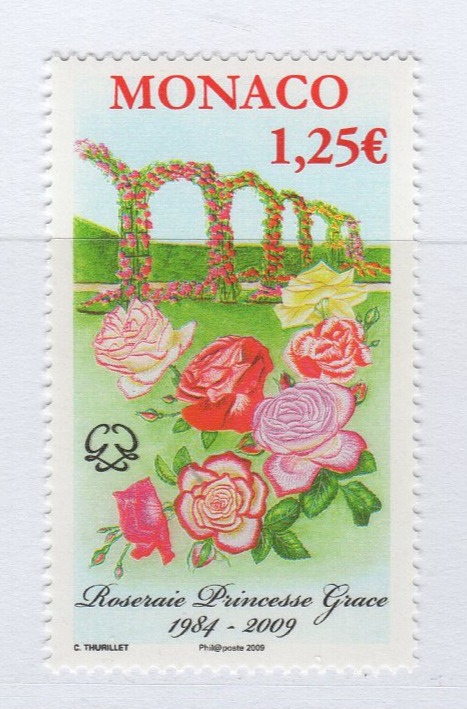 Francobollo Monaco Anno 2009 25esimo anniversario del Roseto Principessa Grace