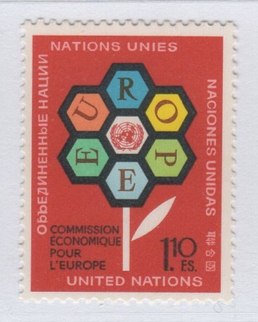 Francobollo Nazioni Unite - ONU Ufficio di Ginevra Anno 1972 25esimo anniversario Commissione Economica per l'Europa