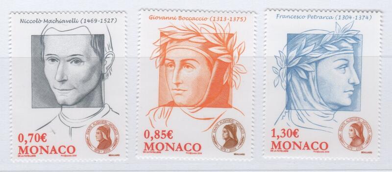 Francobolli Monaco Anno 2009 30esimo anniversario dell'Associazione Dante Alighieri di Monaco per la divulgazione della cultura e della lingua italiana