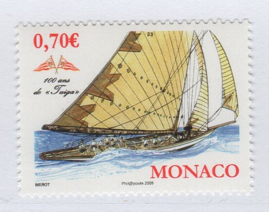 Francobollo Monaco Anno 2009 Centenario della regata velica Tuiga