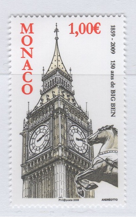 Francobollo Monaco Anno 2009 150esimo anniversario del Big Ben di Londra