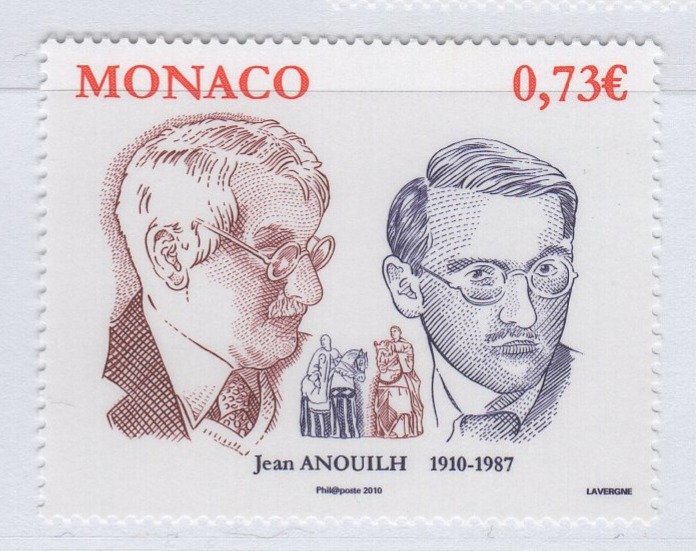 Francobollo Monaco Anno 2009 Centenario della nascita di Jean Anouilh