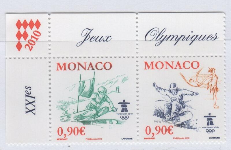 Francobolli Monaco Anno 2009 Vancouver 2010 Giochi Olimpici invernali