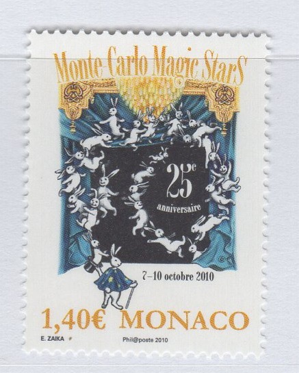 Francobollo Monaco Anno 2010 Magic Stars 2010 25esimo Festival Internazionale della magia Montecarlo
