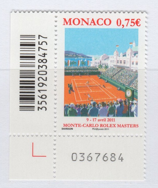 Francobollo Monaco Anno 2011 Torneo di tennis Master Series di Montecarlo