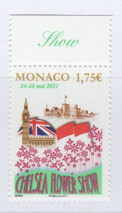 Francobollo Monaco Anno 2011 Partecipazione di Monaco al Chelsea Flower Show esposizione floreale internazionale Londra