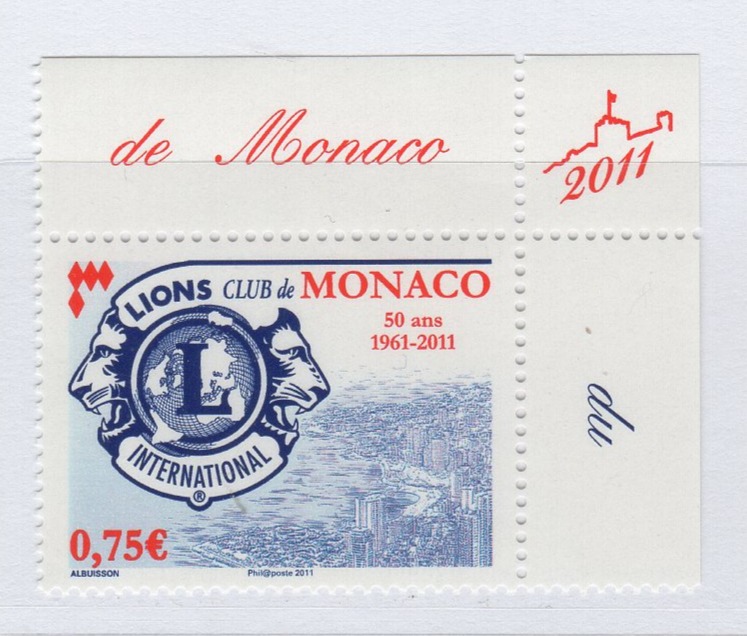 Francobollo Monaco Anno 2011 Cinquantenario del Lions Club Monaco