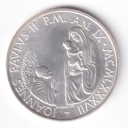 Moneta Stato Della Città del Vaticano Lire 1000 IONNES PAVLVS II P.M. AN. IX  MCMLXXXVII