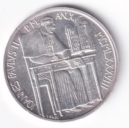 Moneta Stato Della Città del Vaticano Lire 1000 IONNES PAVLVS II P.M. AN X  MCMLXXXVIII