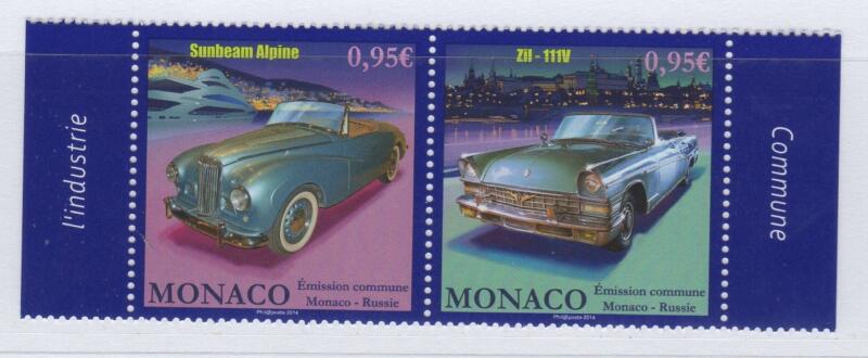 Francobolli Monaco Anno 2013 Storia dell'automobile - Emissione congiunta con la Russia