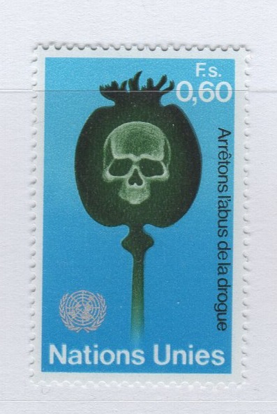 Francobollo Nazioni Unite - ONU Ufficio di Ginevra Anno 1973 Lotta contro la droga