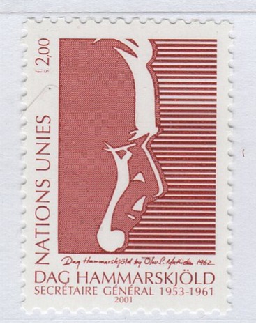 Francobollo Nazioni Unite - ONU Ufficio di Ginevra Anno 2001 40esimo anniversario della morte di Dag Hammarskjold