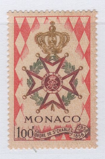 Francobollo Monaco Anno 1958 Centenario dell'Ordine di S. Carlo