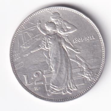 Moneta Regno d'Italia VITTORIO EMANUELE III RE D’ITALIA 1861 – 1911  Lire  2