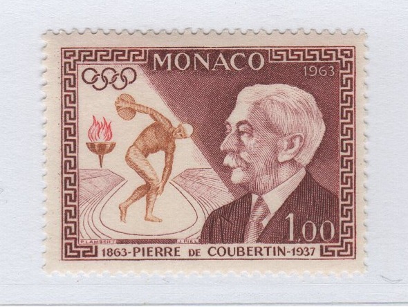 Francobollo Monaco Anno 1963 Centenario nascita Pierre de Coubertin