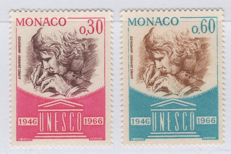 Francobolli Monaco Anno 1966 20esimo anniversario dell'UNESCO
