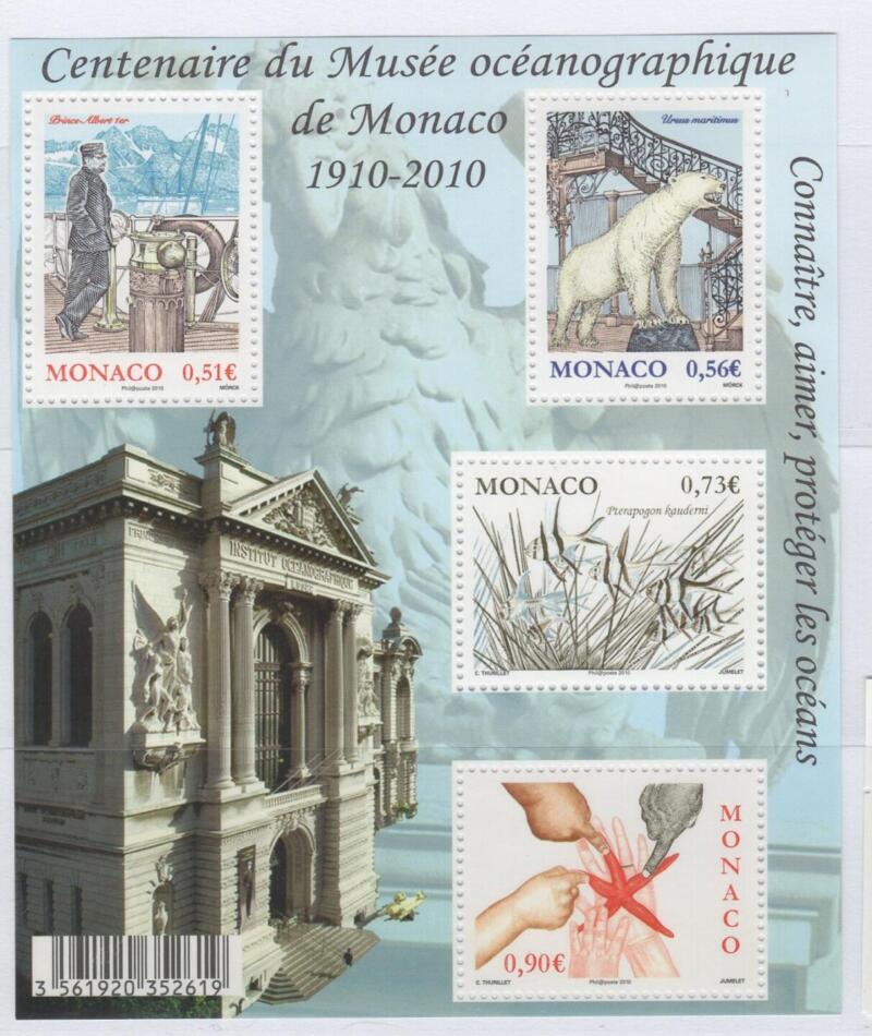 Foglietto Monaco Anno 2010 Centenario del Museo Oceanografico